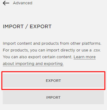 Squarespace website export