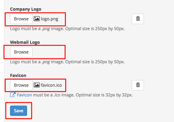 Upload images for branding