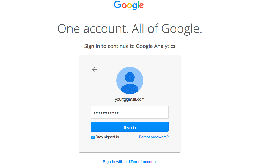 Google Analytics Sing In Button