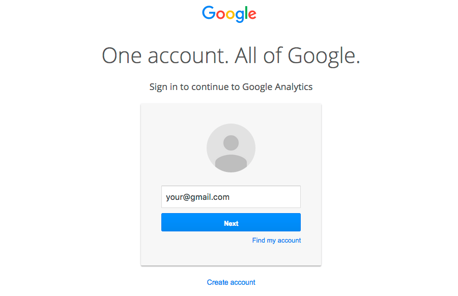 Google Analytics Login Form