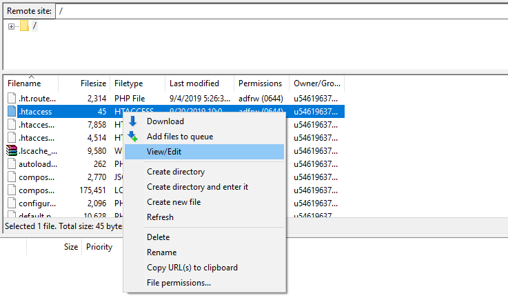 Editing date.timezone settings through the .htaccess file in FileZilla