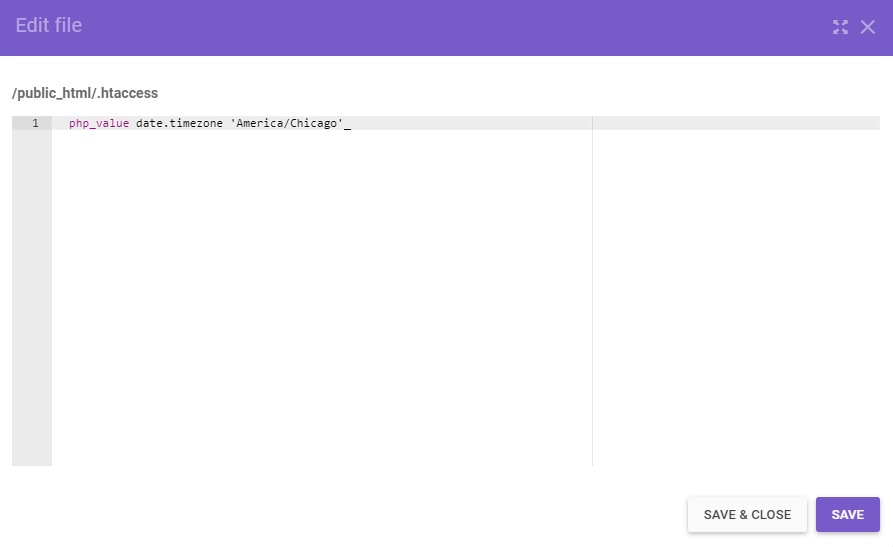 Editing date.timezone settings through the .htaccess file in hPanel