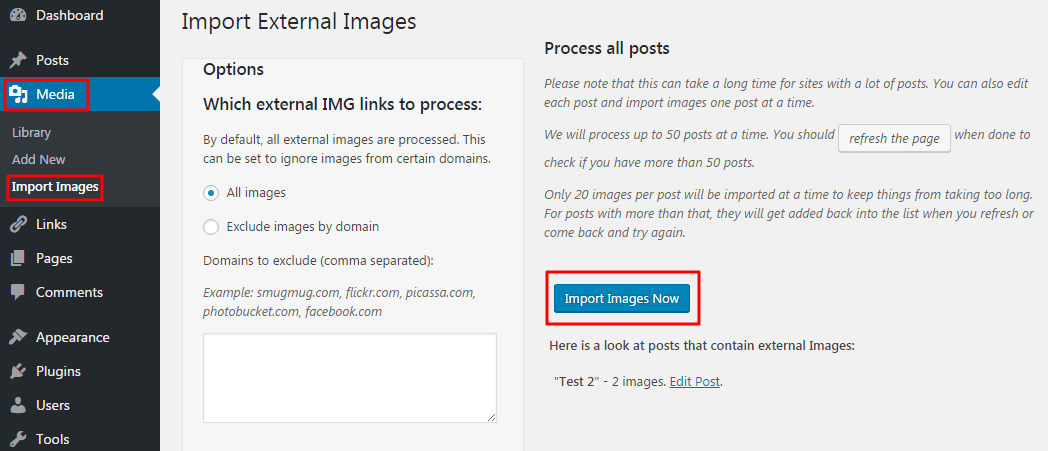 Importing images