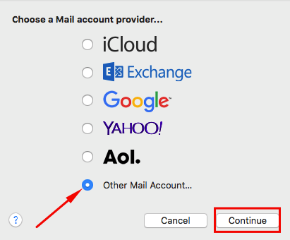 Choose a mail account to add