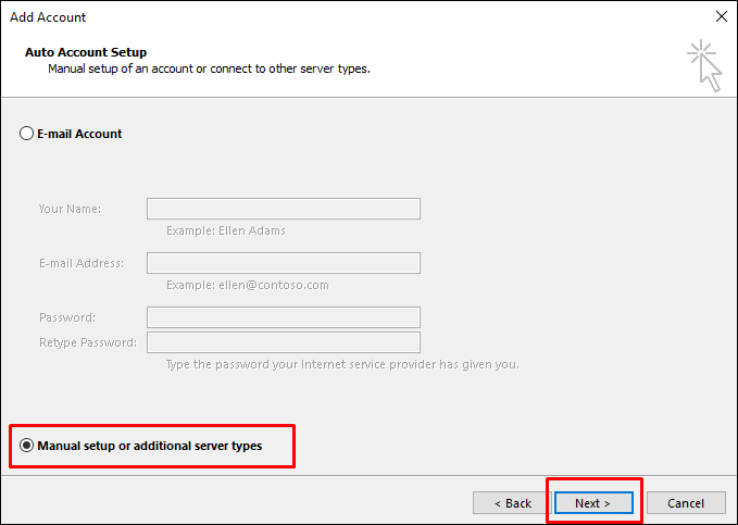 Outlook auto/manual option