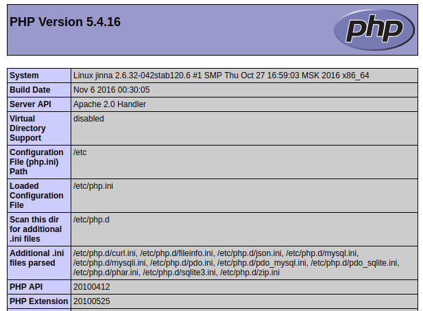 phpinfo