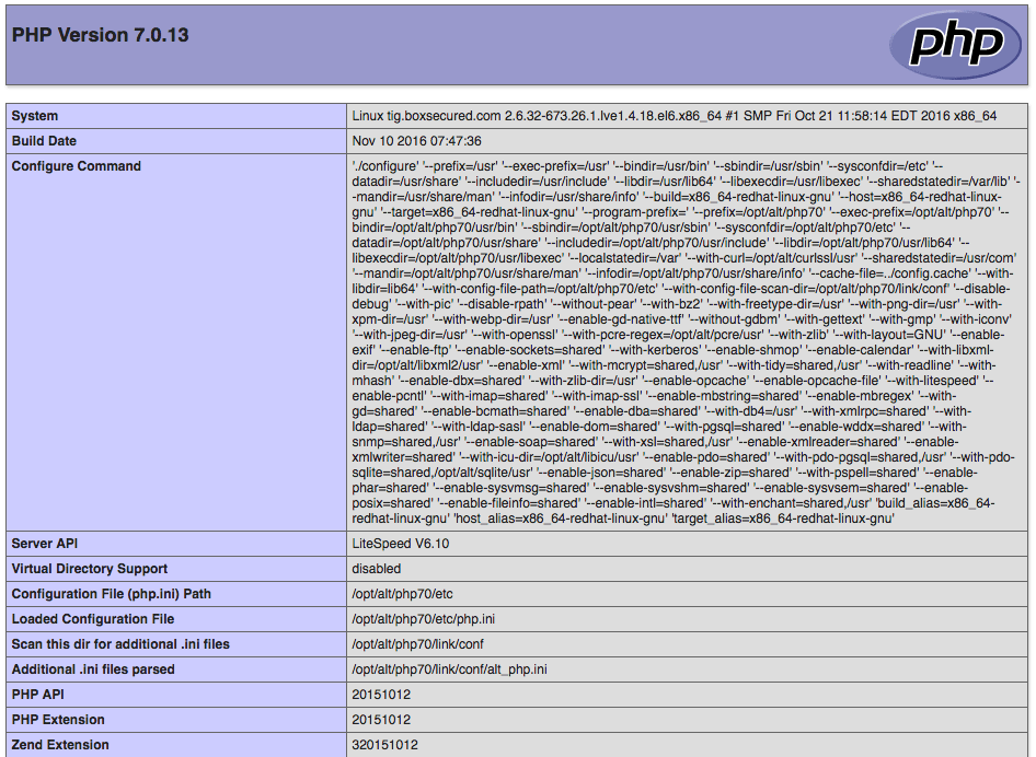 phpinfo