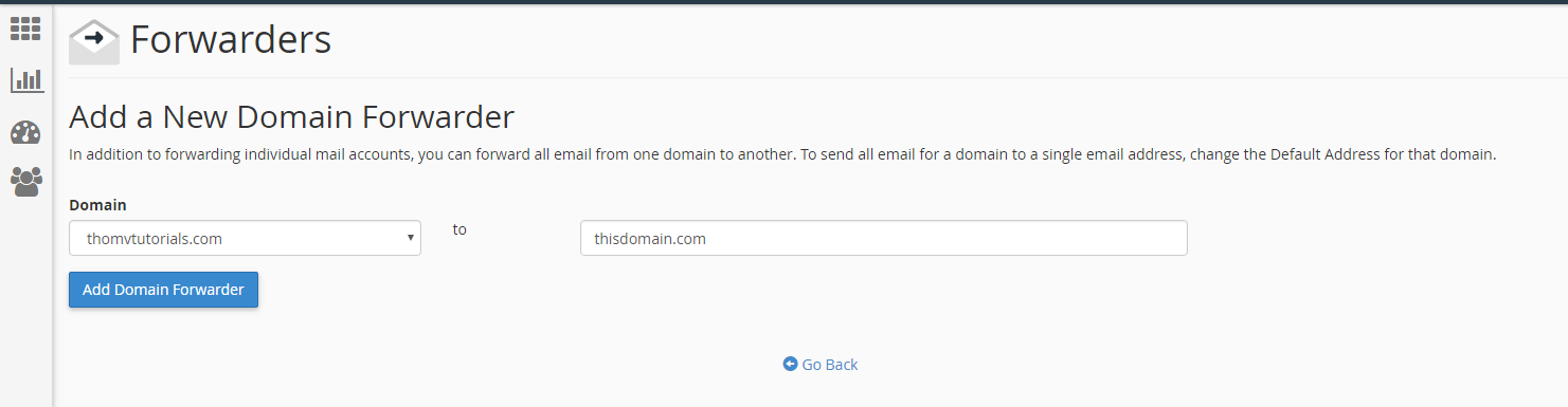 Domain Forwarder để forward mail từ domain đến domain