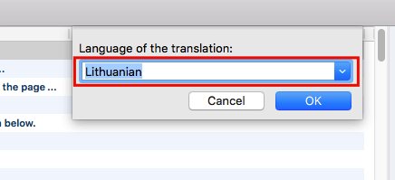 Select language to translate your theme to
