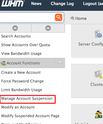 Navigating to Manage Account Suspension