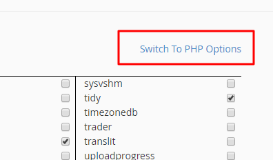 Switch to PHP Options