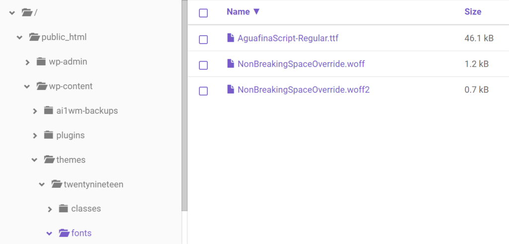 Manually uploading fonts using Hostinger
