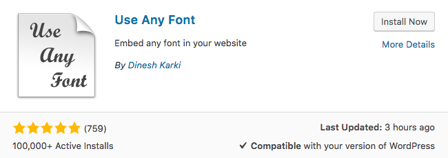 Use Any Font WordPress plugin