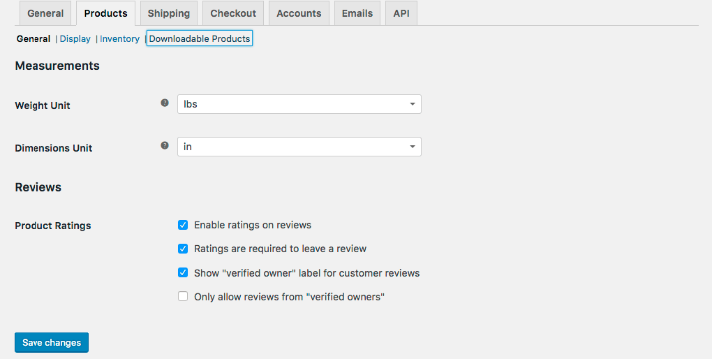 WooCommerce Settings Products Tab