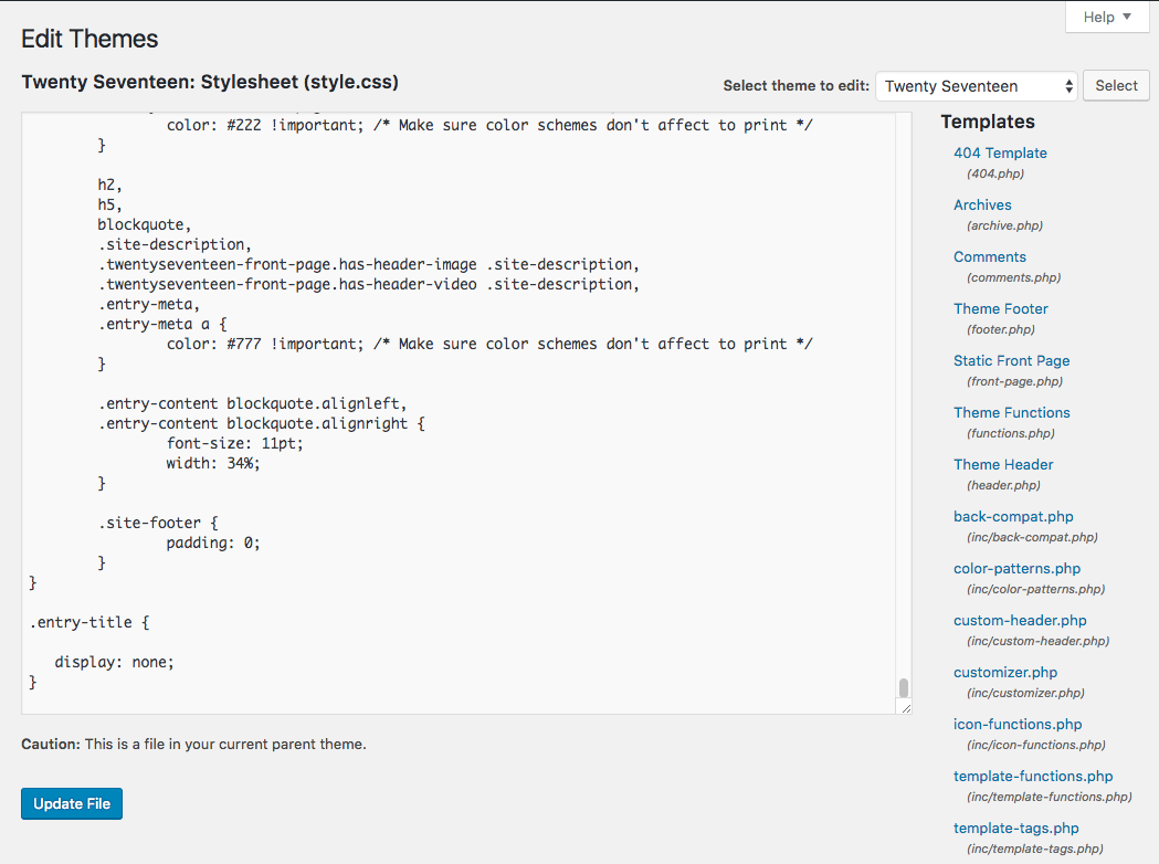 Mengubah tampilan WordPress ke style.css