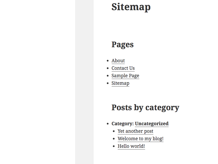 WordPress HTML Sitemap Page