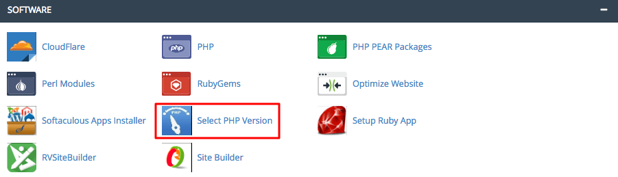 Select PHP version