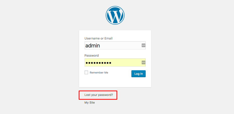 Link lupa kata sandi WordPress