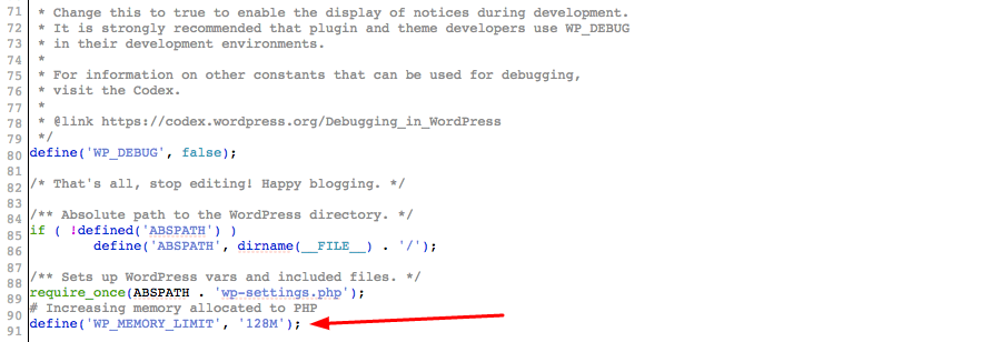 WordPress wp-config.php upload limit increased