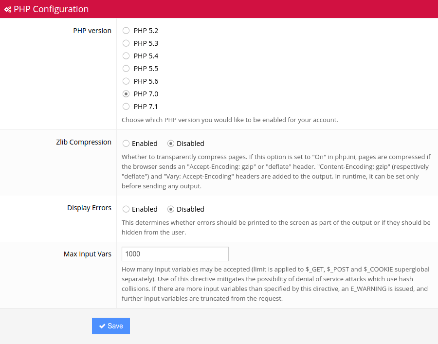 Mengubah version di Hostinger control panel