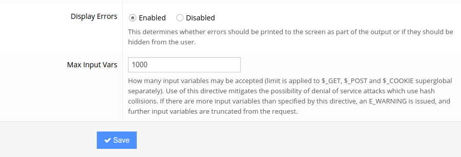 Menampilkan tampilan error di Hostinger control panel