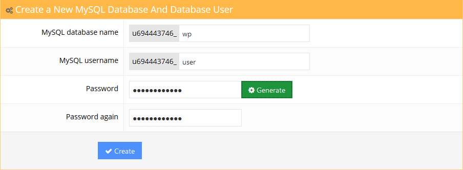 criar usuário e senha para banco de dados mysql wordpress