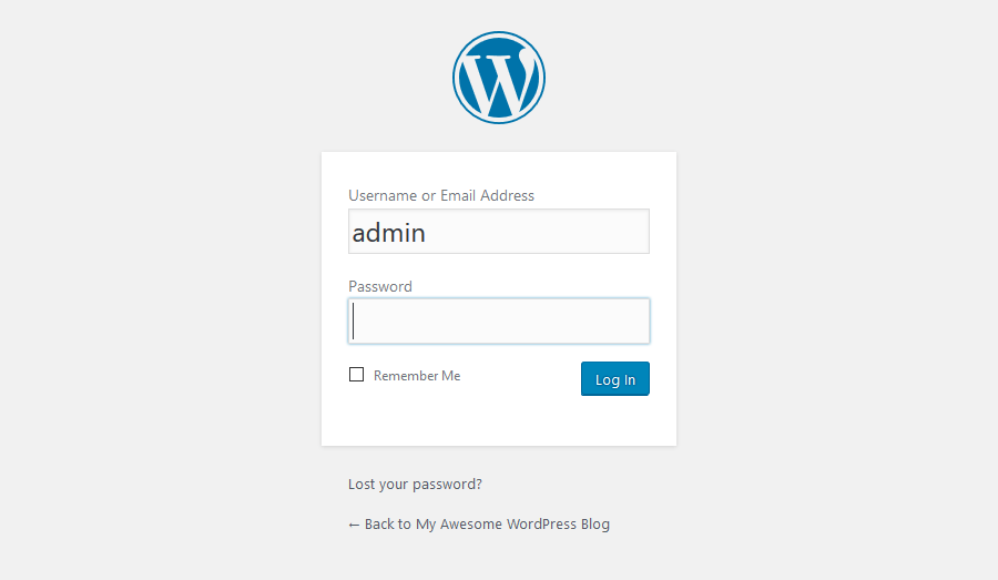 Logging into WordPress Dashboard