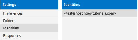 Identities section in roundcube mail client