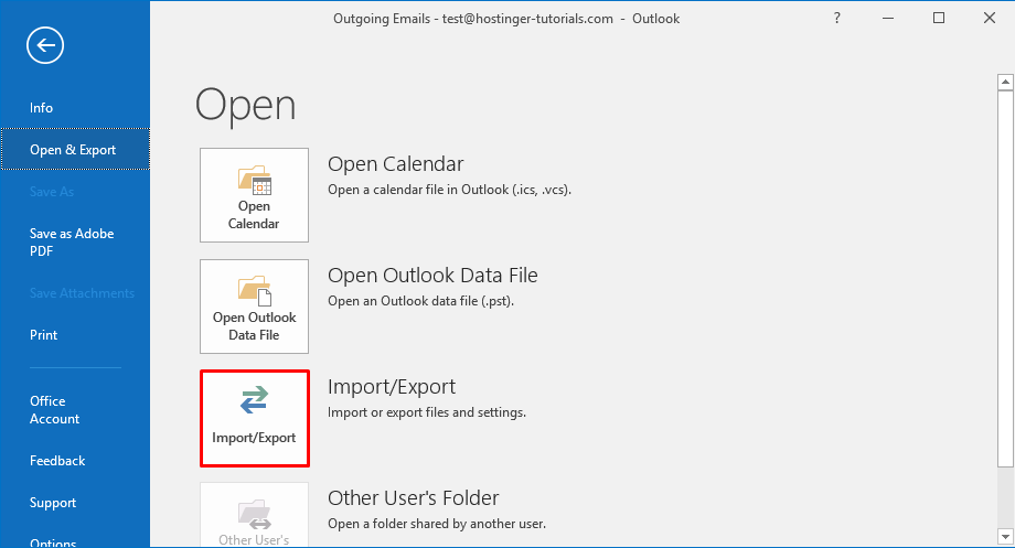 Outlook Open and Export Button