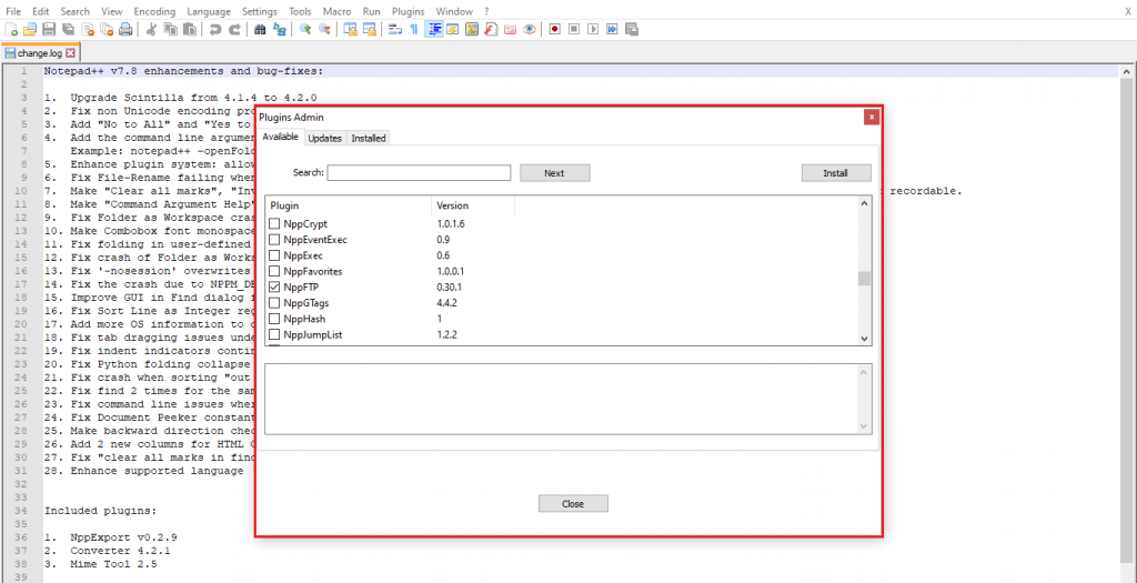 Installing NppFTP plugin on Notepad++