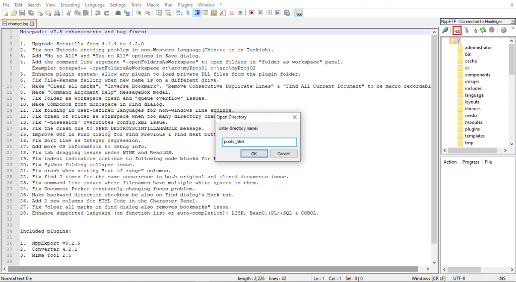 Accessing the public_html folder.