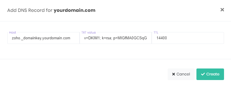 Creating a DKIM record in hPanel