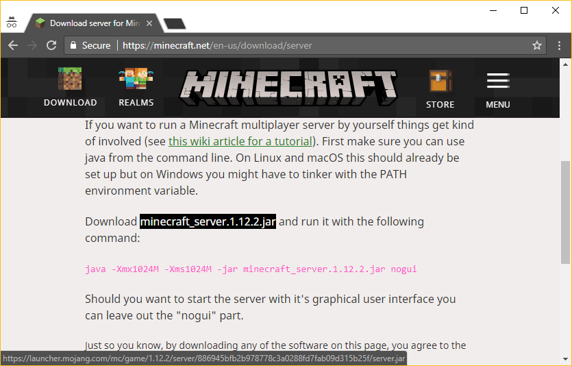 Téléchargez la dernière version du serveur Minecraft pour Windows