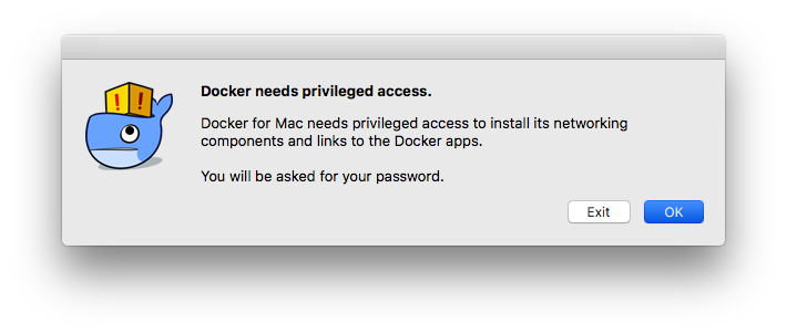 Enter Password for Docker on macOS