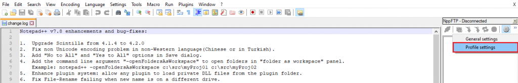 This image shows you the menu to create a new NppFTP profile