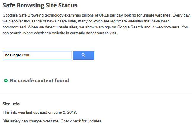 Safe Browsing Site Status