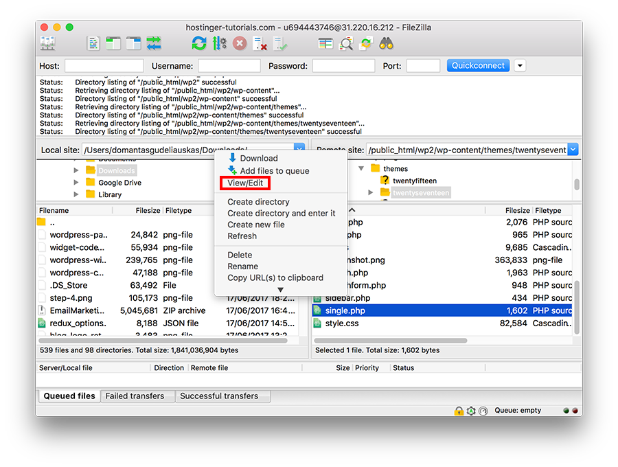 Mengedit File Penyebab Syntax Error: Parse Error di WordPress