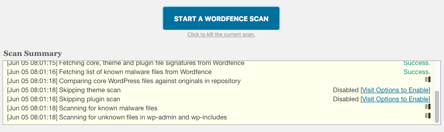 Wordfence Scan để sửa lỗi The site ahead contains harmful programs