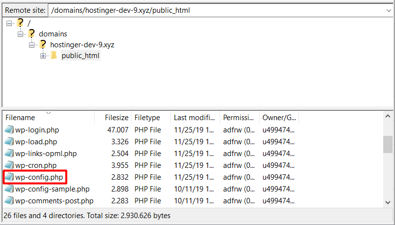 Location of wp-config.php archive