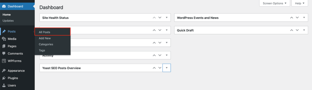 wordpress dashboard adding a new post