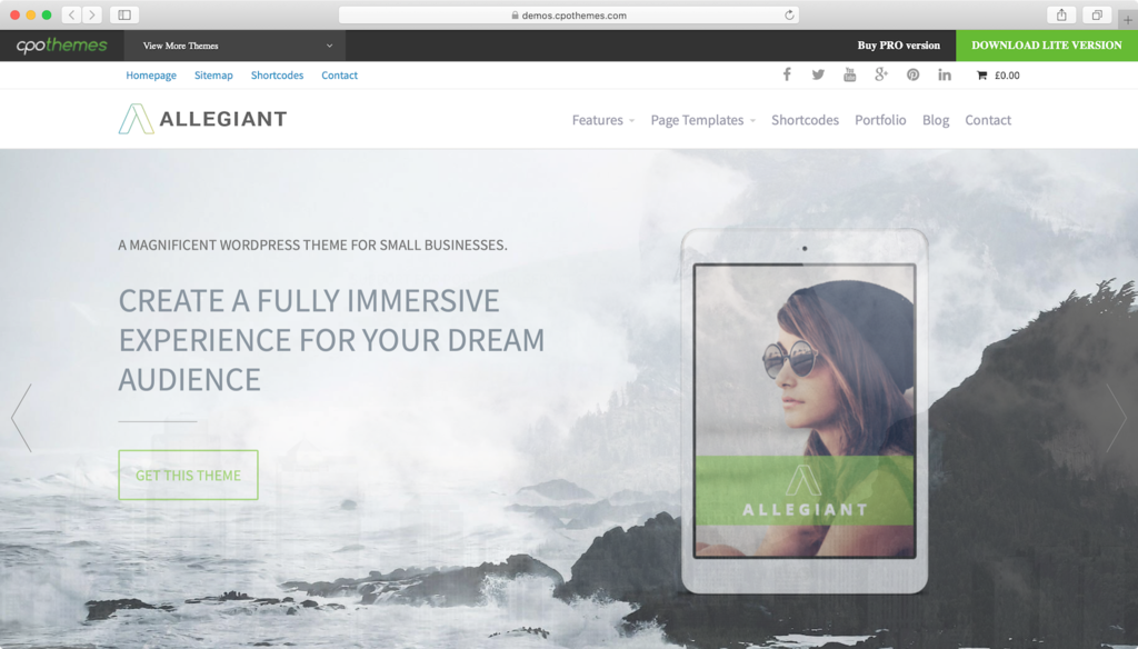 Allegiant WordPress theme.