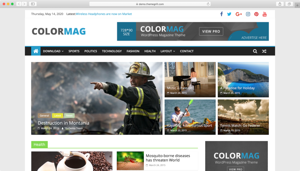 WordPress theme free ColorMag