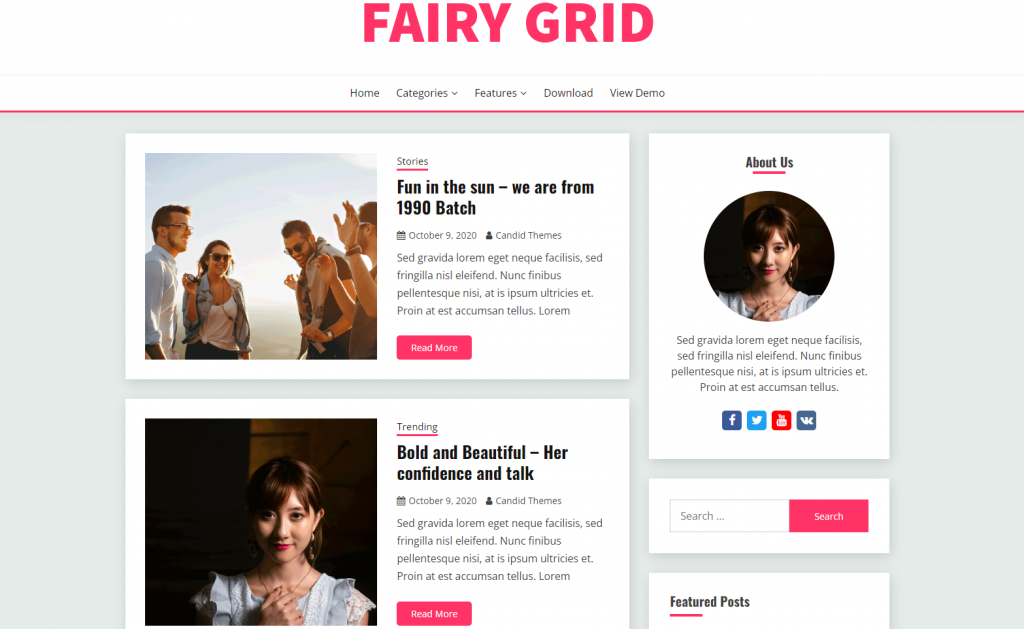 A demo of the Fairy WordPress theme