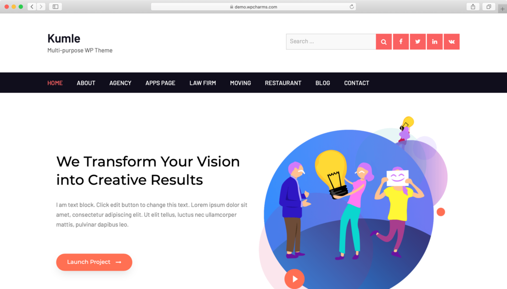 Responvie WordPress theme Kumle 