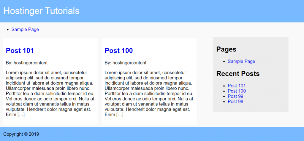 The final preview of the theme after applying some CSS rules.