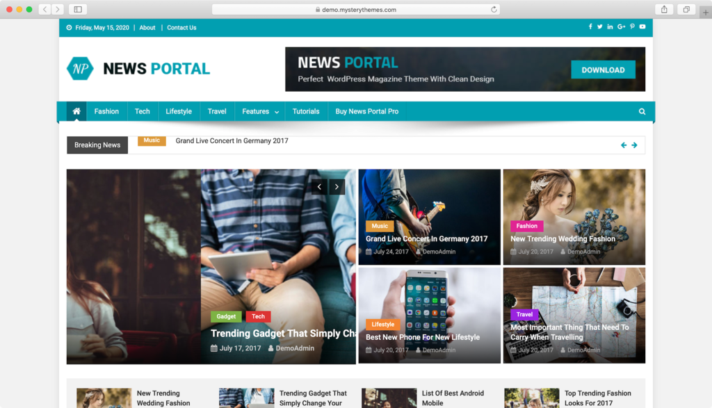 Theme WordPress Free News Portal