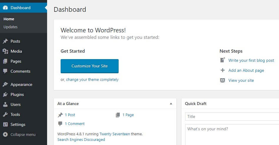 Dashboard WordPress