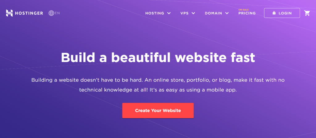 Hostinger Website Builder allows you to create a stunning website with ease.