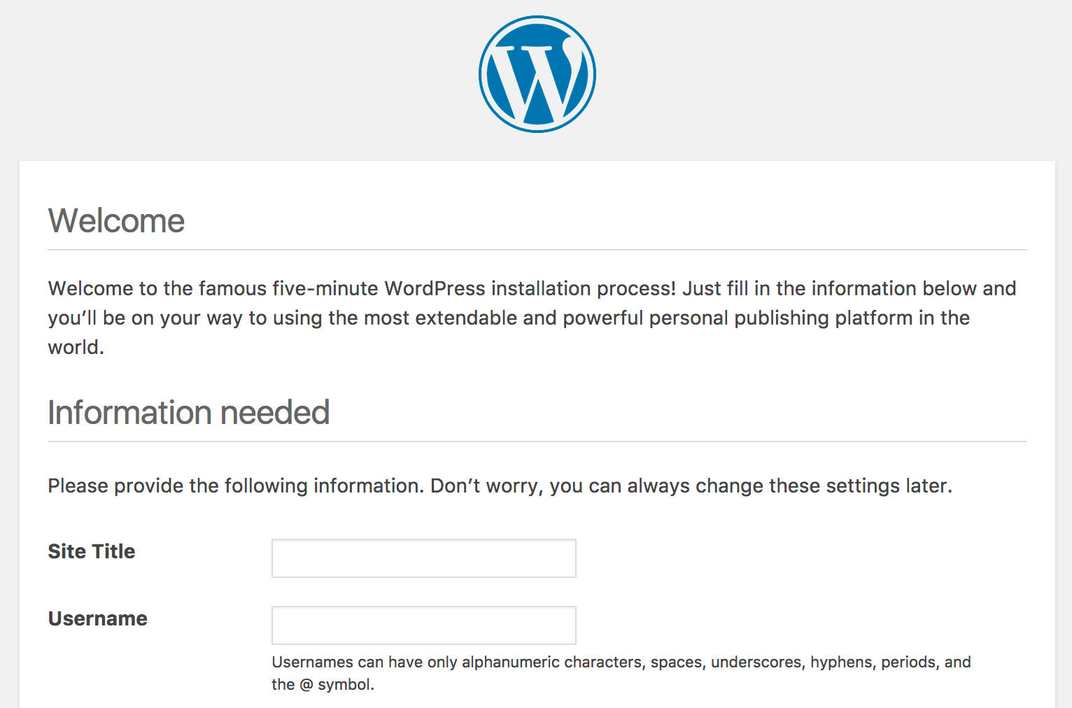 Proses instalasi WordPress