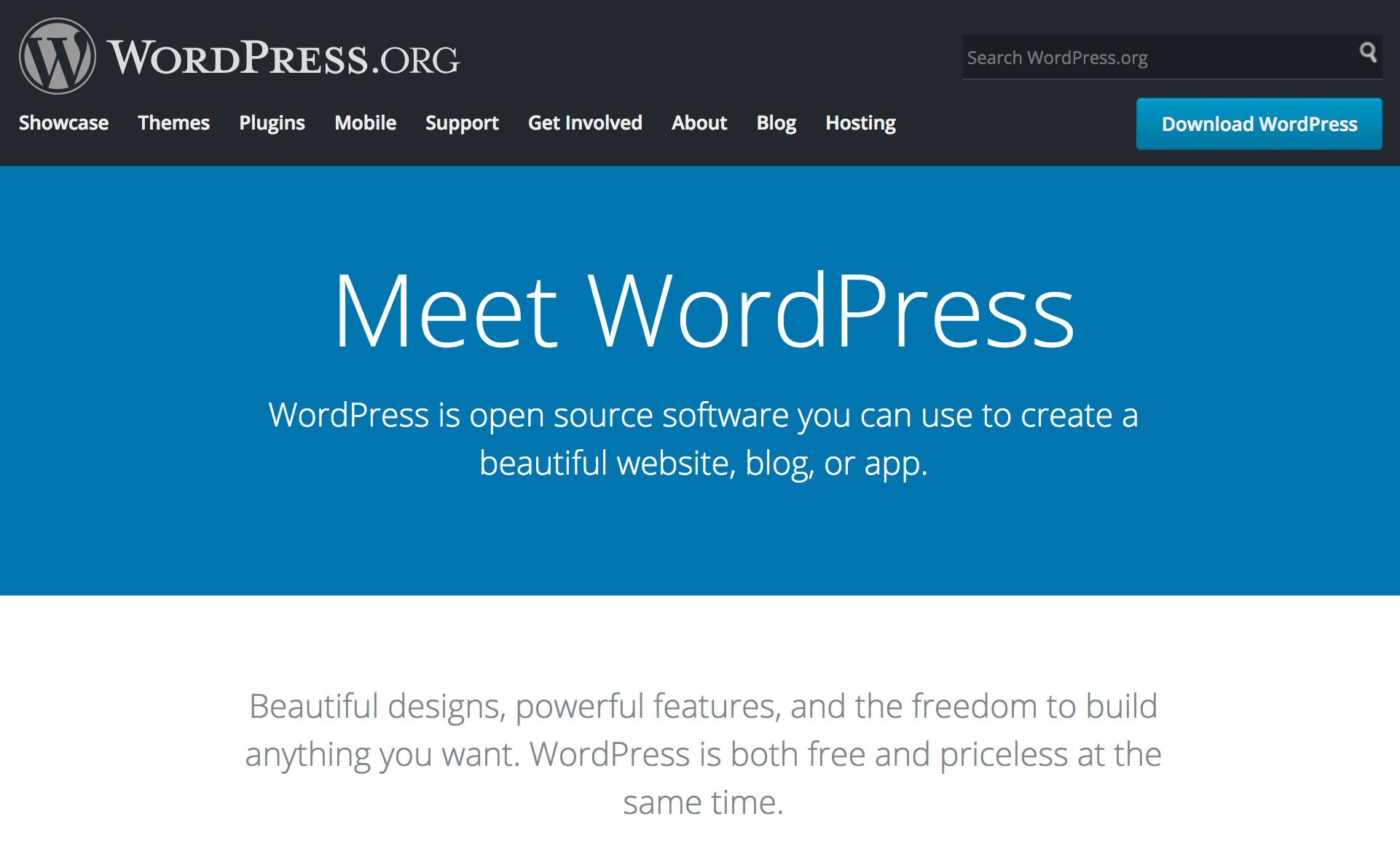 Halaman utama WordPress.org